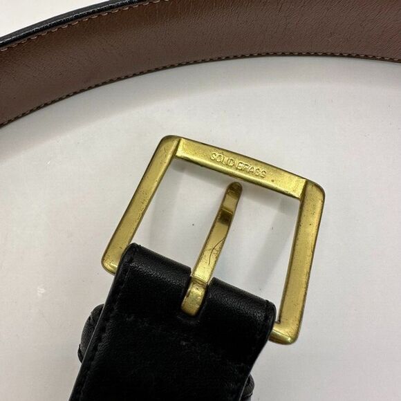 Roundtree Yorke Belt Mens 44 Black Leather Full Grain Cowhide Solid Brass Buckle - Picture 11 of 12